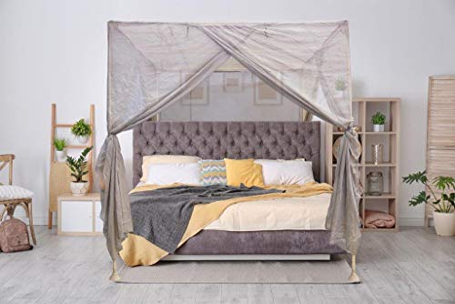 Blocsilver - EMF Protection Four Poster Bed Canopy - EMF Shield for 5G, WiFi and EMF Radiation - Blocks Radiation/EMF/WiFi/ 5G & Other RF. (Wooden Frame, Queen (60