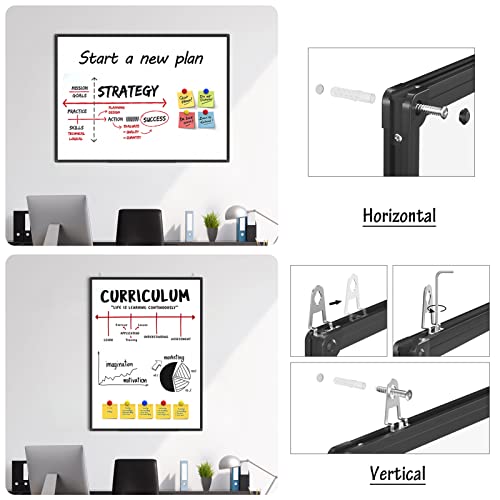 Sunyesyo Magnetic Dry Erase Whiteboard 48 X 36 Inch - 4 X 3 Large White Board, Black Aluminum Frame Wall-Mounted, Magnetic Eraser, 2 Pen, Detachable Marker Tray, 6 Magnets For Office, School #TOP4
