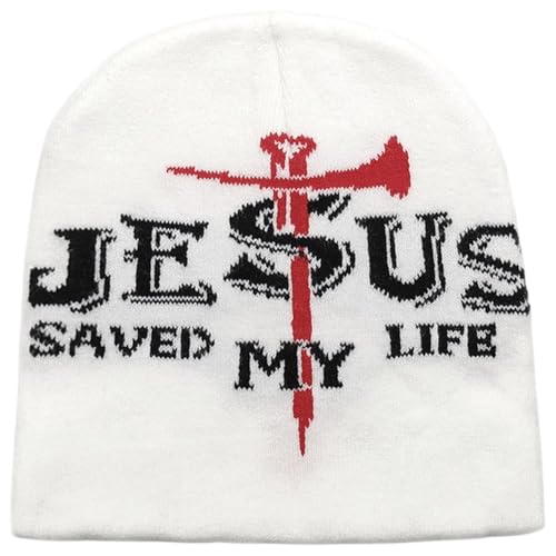 Bonnets Tricotés Unisexes avec Croix De Jésus, Bonnets Brodés Amusants pour l'hiver, Bonnets Tricotés Doux, Casquette Hip-hop pour Femmes Hommes
