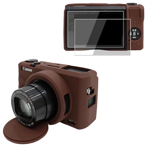 VOVMOEYA �L���m��PowerShot G7 X Mark III�J�����ی�P�[�X�A�����K���X�X�N���[���v���e�N�^�[2���t�� �L���m��G7X III�R���p�N�g�f�W�^���J�����ی�P�[�X G7X3�J�����ی�P�[�X �S�ʃJ�o�[�ی�P�[�X ���O���\�ȃ���