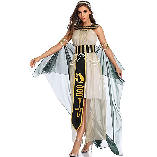 Image of Ulalaza Women's Cosplay Costume Cleopatra Greek Goddess Ancient Roman Warrior Uniform Outfit for Halloween Party