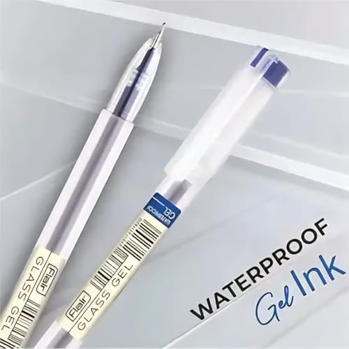 Image of FLAIR Glass Gel Muticolor Pen Set of 10| Waterproof & Low Viscosity Gel Ink For Smooth Flow System| Smudge-Free Writing| 0.6mm Tip| Sleek Body & Minimalist Design| Pack of 1
