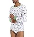 Landofgenie Mens Onesie Long Sleeve Bodysuit One Piece Pajamas Snap Button Crotch Top Cotton Adult Romper for Men Panda White L