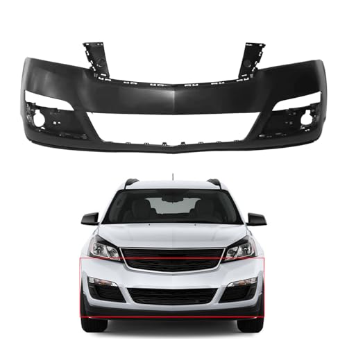 Image of LOSTAR Front Upper Bumper Cover Grille & Skid Plate Primed Fit for 2013-2017 Chevy Traverse, Front Upper Bumper Cover Replaces GM1014107C