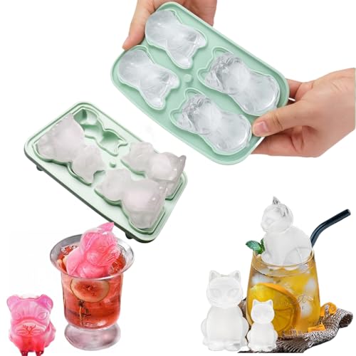 Tootesa - Cubitera con tapa, sin BPA, 2 unidades, apilable, segura, saludable, molde de helado para papilla de bebé, cócteles, whisky, café brandy (gatos y perros)