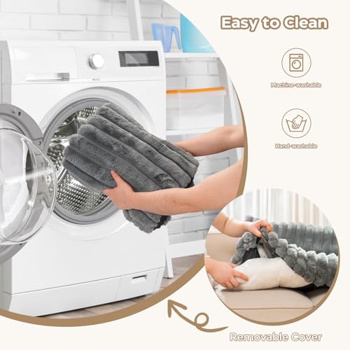 Avont Hundebett, Flauschige Hundematte Decke für Sofa für Hunde Katzen mit abnehmbaren waschbaren Bezug und Anti-Rutsch-Boden- Große/Dunkelgrau