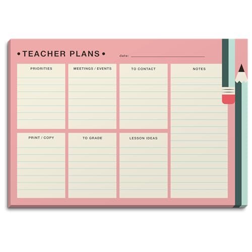 Bloc-notes Lady Jayne Teacher Plans avec 50 pages de planificateur de bureau rose