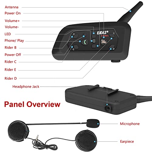 Ejeas V6 Pro Motorcycle Helmet Bluetooth Headset, 2-Way Motorcycle Intercom 2 Pack, Bt5.1, Ip65, Support Handsfree, Stereo Music, Motorcycle Communication Systems For Atv, Utv, Dirt Bike, Off Road #TOP4