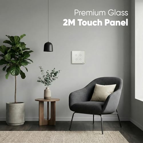 Image of AZIOT Smart Premium Toughened Glass Touch Switch Panel | Elevate 2 Module 4 Switch | WiFi + BLE | No Hub Required | Compatible with Alexa, Google Assistant & Siri | White