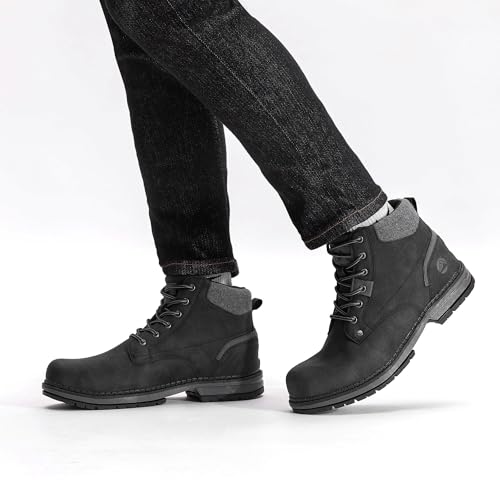 Image of CC-Los Men's Hiking Boots Casual Chukka Boots Water-Resistant Work Ankle Boots for Men Black Size 9.5