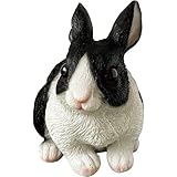 Basuo-9Q Garden Decor Resin Rabbit Statues, Easter Bunny Figurines, Outdoor Indoor Spring Decorative Animal Sculptures Holiday Tabletop & Shelf Decoration (Black&White)
