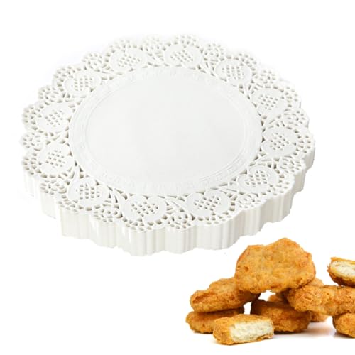 LQIOACU Nappe en Papier Dentelle, Rond, 100 Feuille pour Mariages, Anniversaires, Gâteaux, Desserts, Vaisselle et Autres Déco Alimentaires