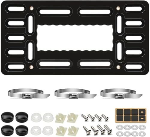 XCLPF Front License Plate Bracket No Drill Front License Plate Holder Front License Plate mounting kit Universal Bumper Car Frame Mount Adapter with Stainless Steel Screw Cap Cable Ties