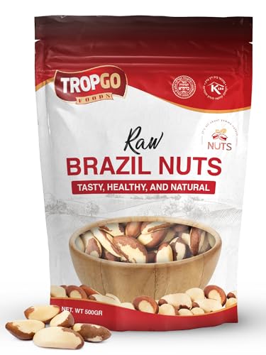 Tropgo Raw Brazil Nuts 500g - Packed Fresh 100% Natural Brazilian Nuts with Fibre Protein and Minerals Perfect for Snacking - Kosher Nuts - Bulk Brazil Nuts