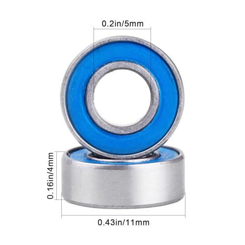 Image of 10pcs MR115-2RS Ball Bearings - Miniature Deep Groove Ball Bearing Double Blue Rubber Sealed Chrome Steel for RC Cars /Planes /Drone /Robotics and Small Electric Motors(5x11x4mm)