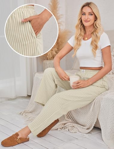 Image of ANRABESS Womens Gingham Striped Boxer Pants | 2026 Fall Outfits,Wide Leg Elastic Waist with Pockets,Casual Lounge Pajama Bottoms,Lightweight Breathable,Fashion Clothing