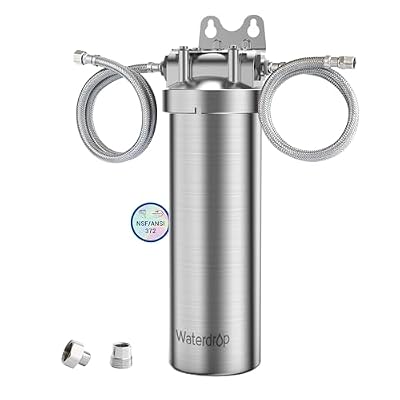 Waterdrop AS08 Stainless Steel Under Sink Water Filter System, 1 Years Lifetime Under Sink Water Filter, 5X Service Life, Reduces Chlorine, Lead, Heavy Metals, Bad Taste, Brushed (1 Filter Included)