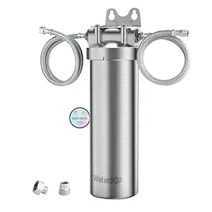 Waterdrop AS08 Stainless Steel Under Sink Water Filter System, 1 Years Lifetime Under Sink Water Filter, 5X Service Life, Reduces Chlorine, Lead, Heavy Metals, Bad Taste, Brushed (1 Filter Included)