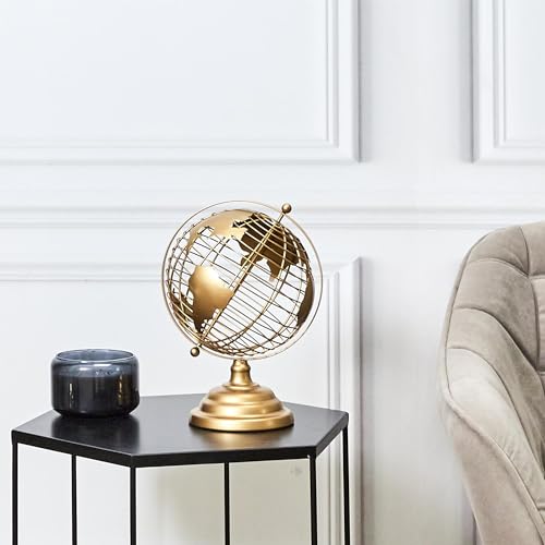 Globe terrestre en métal doré Linnea | Splendide objet de décoration chic