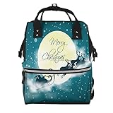 ZUNPNG Wickeltasche Winter Schnee Weihnachtsmann Rentier Weihnachten Mama Rucksack Reisetasche Groß Multifunktion Wasserdicht Windeltasche, mehrfarbig, One size