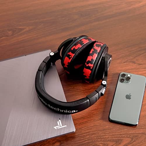 WC PadZ Velour - The Ultimate Upgraded Earpads by Wicked Cushions - Compatible With Audio Technica, HyperX, SteelSeries Arctis & More - Extra Thick - Bigger Opening - Softer Memory Foam | (Red Camo)