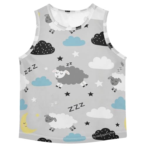J JOYSAY Cartoon Goat Cloud Moon Boys Tank Top Sleeveless Muscle Shirts Quick Dry Sport Workout Active Kids T-Shirts 3-15T