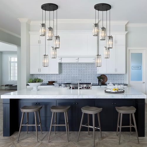 Image of Black Pendant Lighting Modern Pendant Light, Mini Crystal Chandeliers,Adjustable Pendant Light Fixture for Kitchen Island Dinning Room Corridor Bedroom(Gold 5-Light)