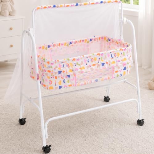 Image of Storio Cool Cradle for New Born Baby | Baby Jhula, Palna & Swing Cradle for 0 to 3 Years | Thottil /Uyyala for Newborn | Swing Jhula for 0-2 Years Kids - Pink