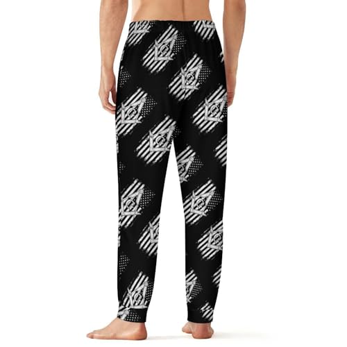 Freemason USA Flag Logo Men's Pajamas Lounge Sleep Pants Sleep Jogger Pants Sweatpants for Home3
