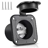 Flanged Inlet 15A AC Port Shore Power Plug with Waterproof Cover NEMA 5-15P Male Receptacle Flush Mount Outlet for RV Marine Boat Golf Cart Block Heater Bumper ETL Listed