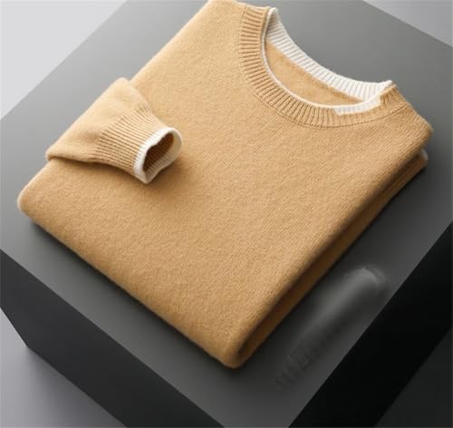 Men Solid Wool Pullovers O-Neck Splicing Leisure Thick Sweater Loose Warm Tops Winter2