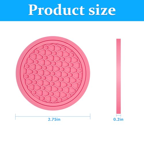 Image of Mandark 4PCS Car Cup Holder Coasters, 2.75 Inch Non-Slip Insert Water Bottle Holder Pads, Dustproof Automotive Interior Accessories Mat, Universal for Vehicles, Trucks, RVs and More (Pink)