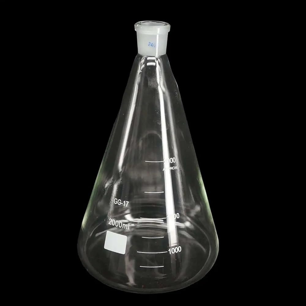 Matraz cónico de laboratorio de vidrio de borosilicato Matraces Erlenmeyer graduados 500/1000/2000/3000/5000 ml Junta n.° 19 n.° 24 n.° 29(2000ml Joint 29-32)
