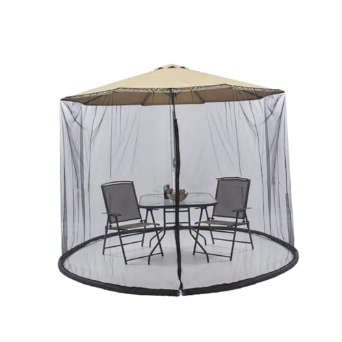 Housse de parasol avec filet de protection pare-soleil noir amovible pour extérieur