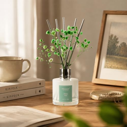 Image of Airkeep Reed Diffuser Set,3.38 fl oz (100 ml) - Fresh Pine Oil Diffusers with 8 Reed Sticks, Home Fragrance Reed Diffuser for Bathroom Shelf Decor