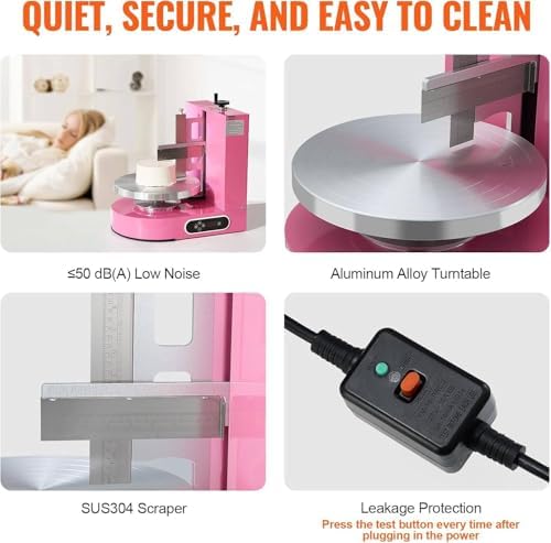 Automatic Cake Decorating Machine 200W - Tabletop Cream Spreader with LCD Display for Smooth Coating, Ideal for Cake & Dessert Shops, Fits 4-12 Inch Cakes