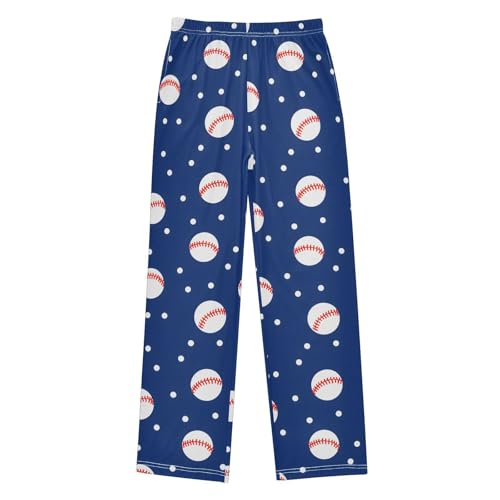 Pajama Pants Baseball Blue Tile Pattern Long Sleep Pants Lounge Bottoms