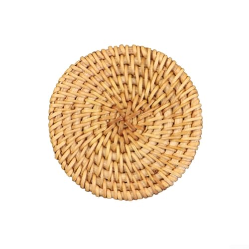 BlesConi Juego de posavasos de ratán, almohadillas tejidas de aislamiento térmico y manteles individuales de paja para tazas, cuencos, ollas (10 cm)