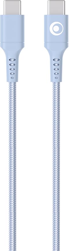 Câble Tissé USB C vers USB C 3A Bigben Bleu 1.2m pour Charge Rapide