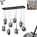 Produktbild HOFSTEIN Hängeleuchte Verbania, 8-flammige Deckenlampe aus Metall/Glas in Schwarz/Chrom, moderne Pendelleuchte mit Glasschirmen, 8 x E14-Fassung, Höhe max. 120 cm, ohne Leuchtmittel