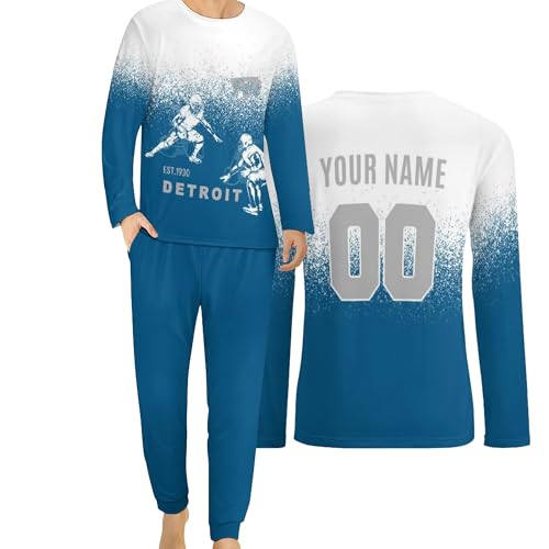 Custom Pajama Set with Name Number Personalized Two-Piece Pajamas for Men Women Couples Pjs Sleepwear Loungewear Set Gifts