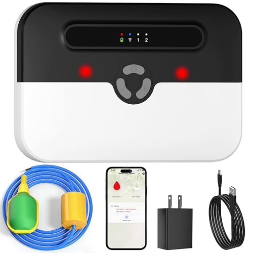 MOKYDUO Water Alarm for Sump Pump App Alerts 110dB Battery Backup IP65