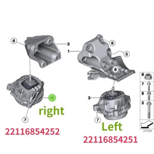Support moteur BMW N13 résout vibrations habitacle F20 F30 droit 22116854252