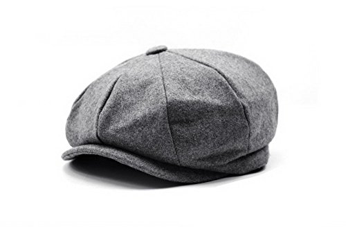 100% Wool Vintage Newsboy Hat Grey Cabbie Cap