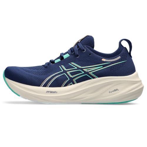 ASICS Women's Gel-Nimbus 26 Running Shoe, 9.5, Blue Expanse/Aurora Green