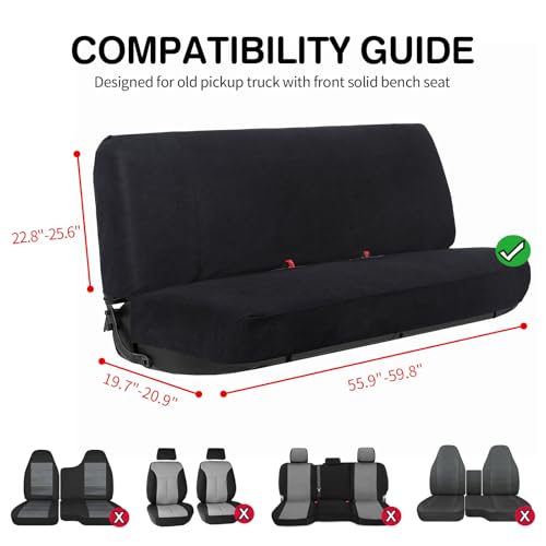 Image of Leader Accessories Bench Seat Cover for Full Size Pickup Trucks, Black | Solid Bench Seat Cover for Pickup SUVs, Heavy-Duty Woven Fabric Protect Dirt, Stains, Universal Fits Ford, Chevrolet, Dodge