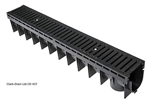 3 x Clark Drain CD437 Heavy Duty C250 25 Tonne Channel PVC Channel with Ductile Iron Drainage Narrow Slot Grating Locked metre 1m Length Water Rain Storm Shower Wetroom Garden Driveway