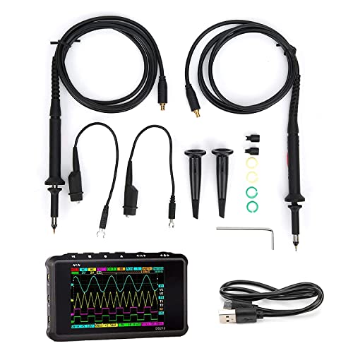 Portabable Oscilloscope Dso213, Bandwidth 100Msas, 4 Channel, 15Mhz Sampling Rate, Build-In Battery, With 2Pcs Of Probes Entry-Level Oscilloscope For Beginnger #TOP23