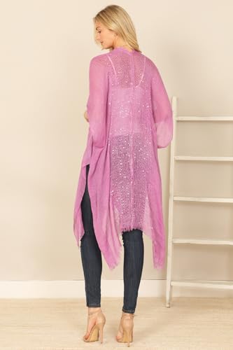 Image of RIAH FASHION Bohemian Sequin Glitter Shawl Wrap Poncho - Kimono Cardigan, Sparkly Metallic Mesh Scarf, Open Knit Crochet