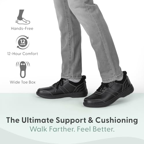 Orthofeet Men's Orthopedic Black Leather Pierre Hands-Free Casual Shoe2